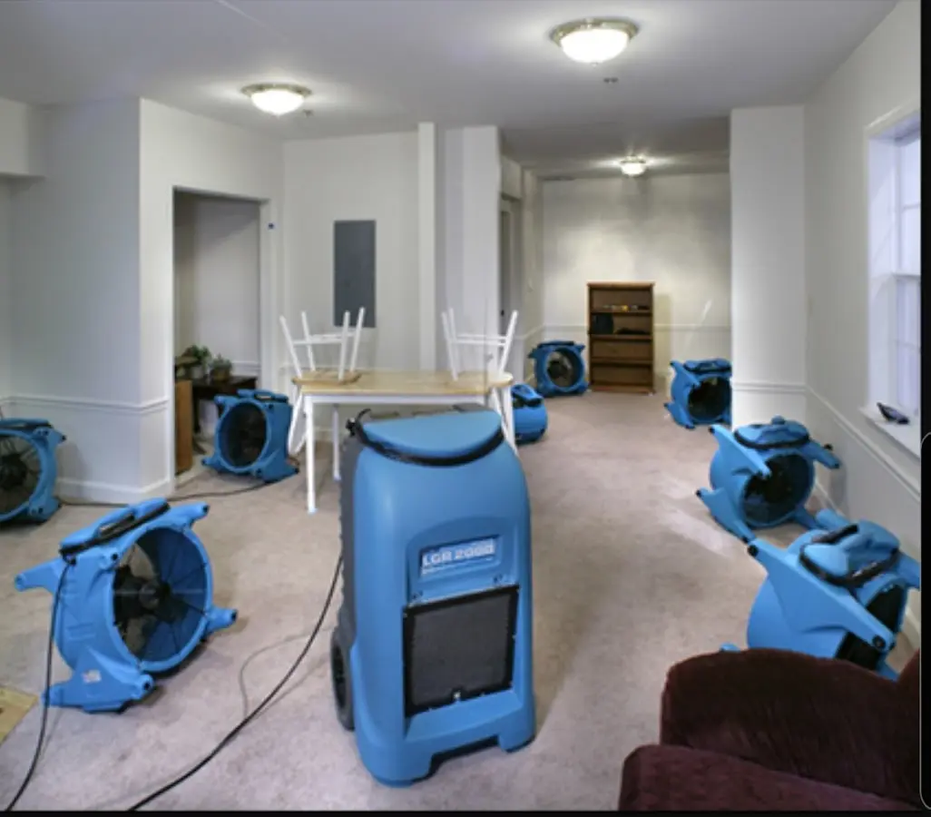 Air movers and dehumidifier setup for Water Extraction & Removal in West Slope