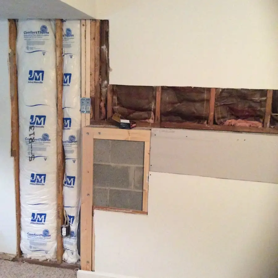 Wall insulation replacement during Basement Flood Cleanup in West Slope